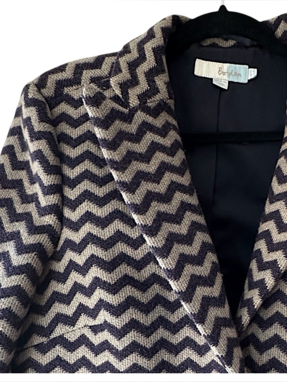 BODEN AMELIA WOOL COAT  NEW CHEVRON ZIG ZAG PATTERN POCKETS LINED |SIZE 8 - Picture 5 of 16